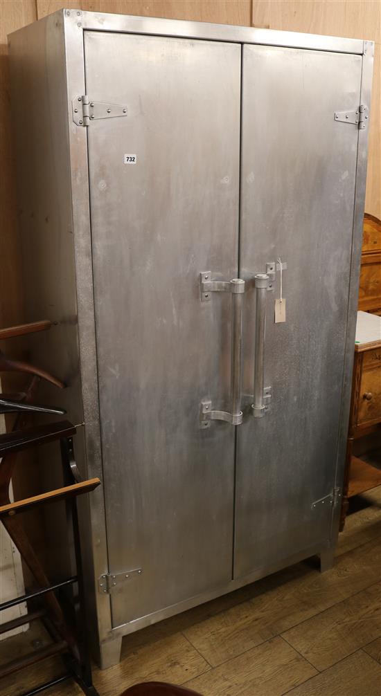 A two door aluminium wardrobe W.95cm